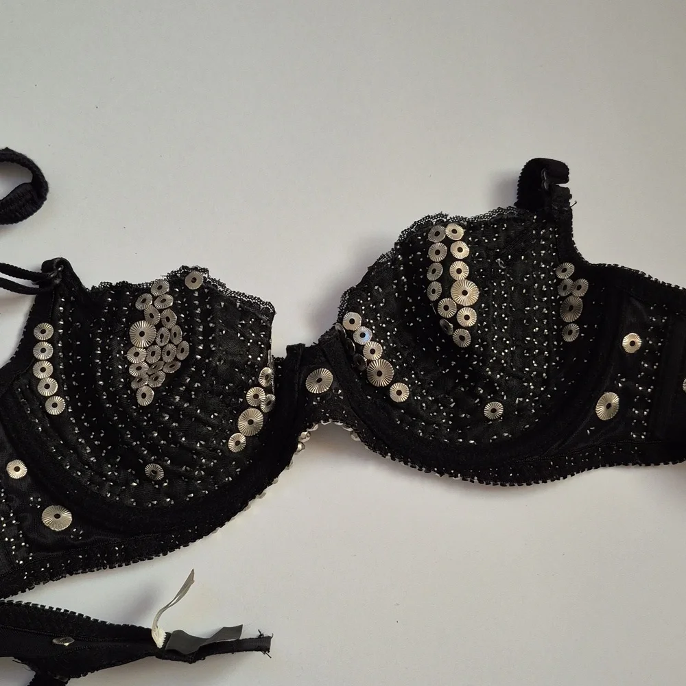 Metal Studded Handmade Vintage Heavy Quality Bra Panties Biker BDSM OOAK Goth - Picture 11 of 14